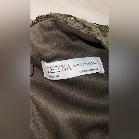 Olive green sequin gown - Picture 4 of 5